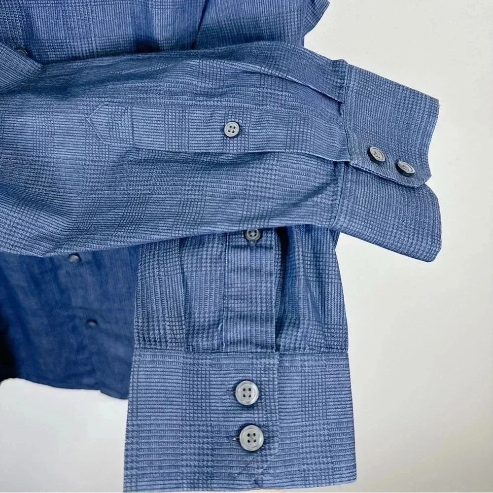 Banana Republic Plaid Denim Chambray Slim Fit Button Shirt